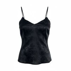 Victoria's Secret Sleeveless V-Neck Embroidered Lace Trim Tank Top Black Small